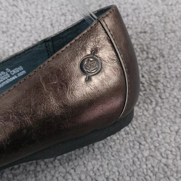 Born Molly Ballet Flats Womens 6 Comfort Shoes Slip On Bow Brown Bronze Leather - Picture 6 of 11